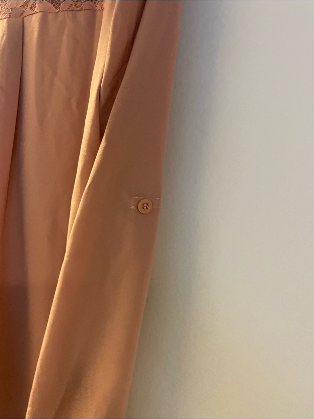 Mojabo Lace-Shoulder Half-Zip Long Sleeve Top - Dusty Rose - Picture 5 of 5